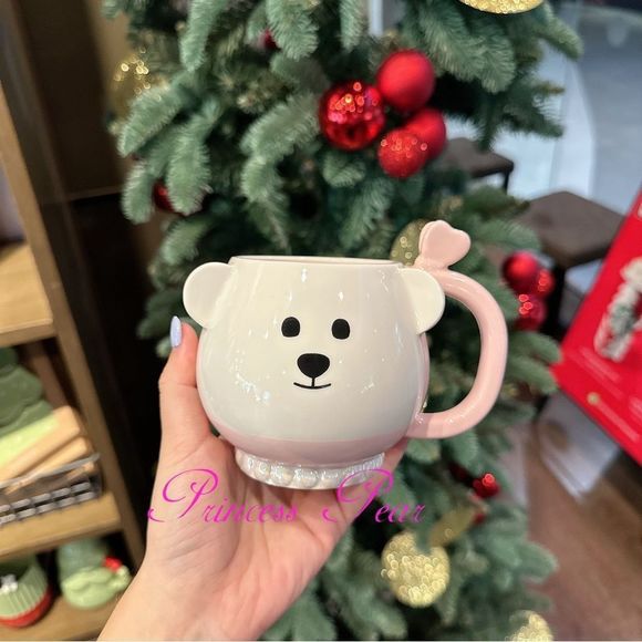 STARBUCKS Thailand 2022 CHRISTMAS XMAS 12OZ BALLERINA BEAR MUG - Picture 1 of 2